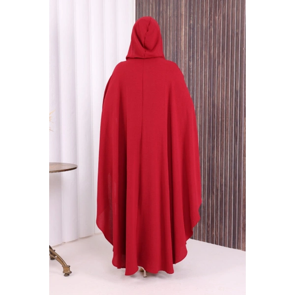 Kapüşonlu Ayrobin Pelerin 70021 Bordo