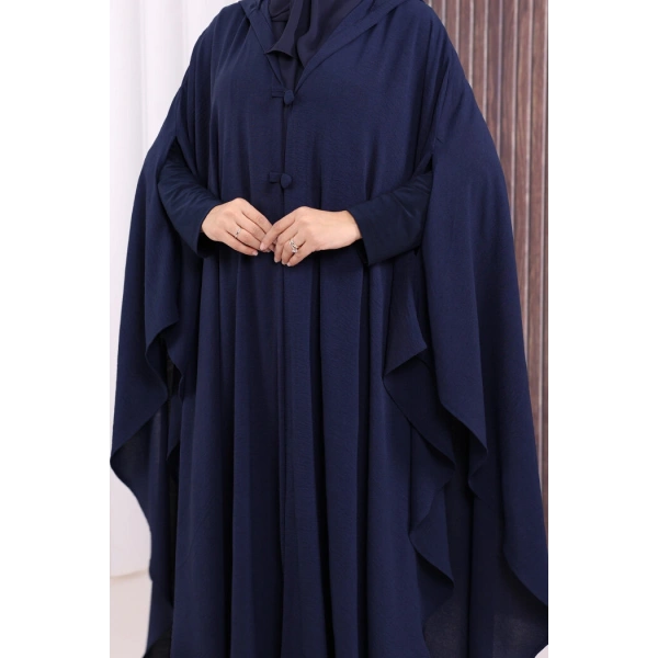 Kapüşonlu Ayrobin Pelerin 70021 Lacivert
