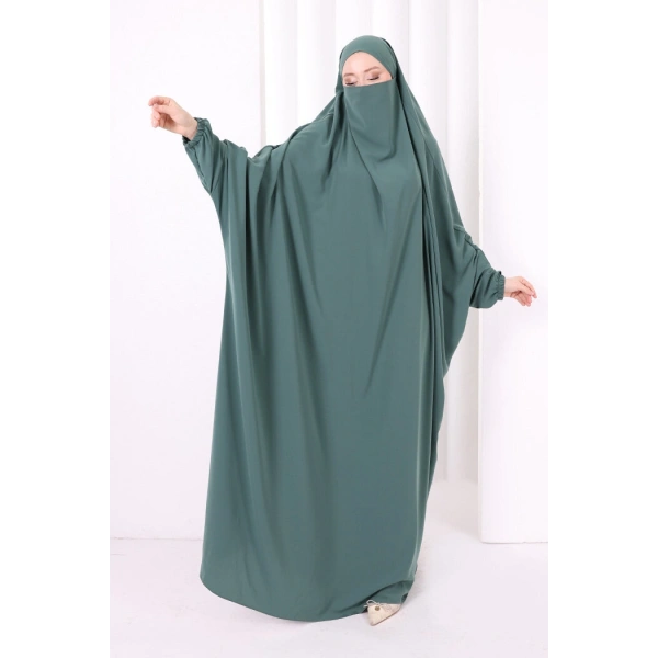 Kendinden Peçeli Sufleli Cilbab 6096 Mint