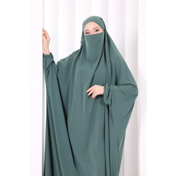 Kendinden Peçeli Sufleli Cilbab 6096 Mint