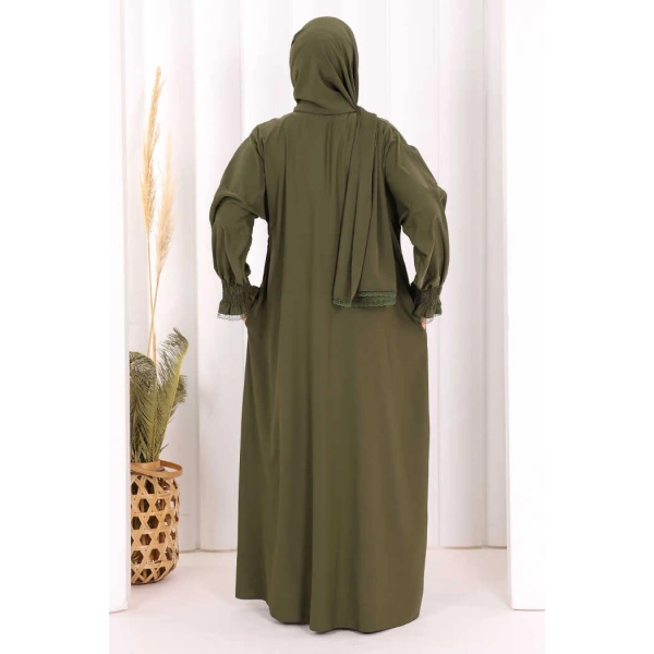 Kendinden Şallı Namaz  Elbisesi 8007 Haki