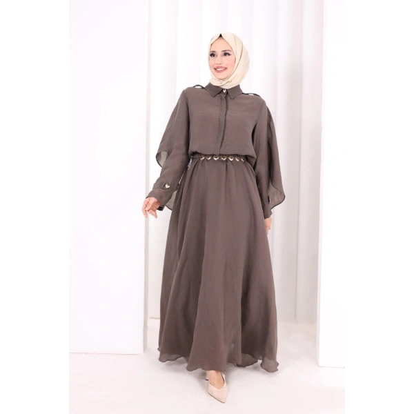 Kloş Etek Tunik Takım 8028 Duman