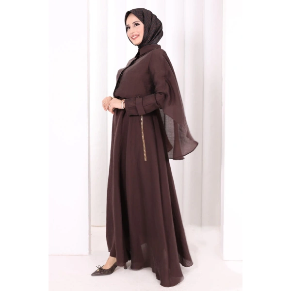 Kloş Etek Tunik Takım 8028 Kahverengi