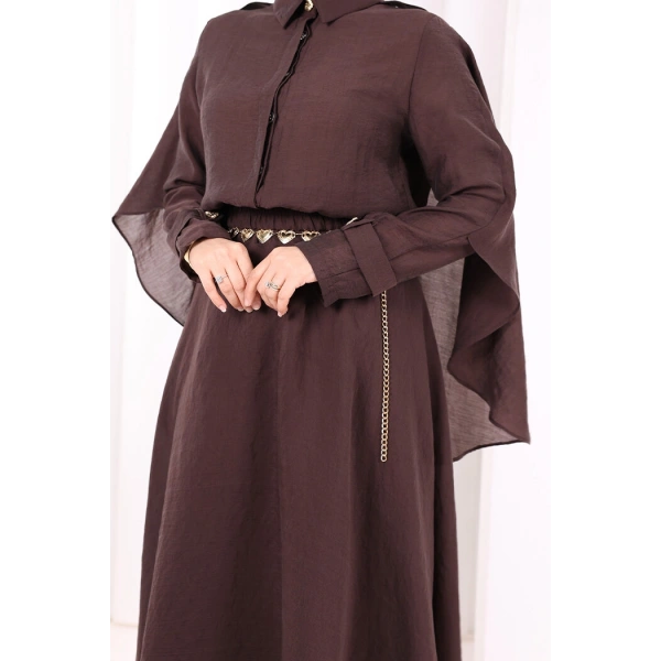 Kloş Etek Tunik Takım 8028 Kahverengi