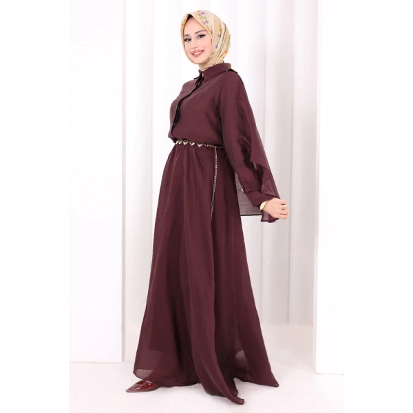 Kloş Etek Tunik Takım 8028 Mürdüm