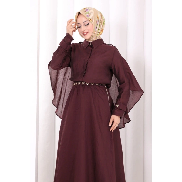 Kloş Etek Tunik Takım 8028 Mürdüm