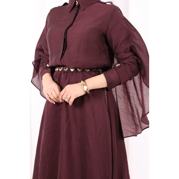 Kloş Etek Tunik Takım 8028 Mürdüm
