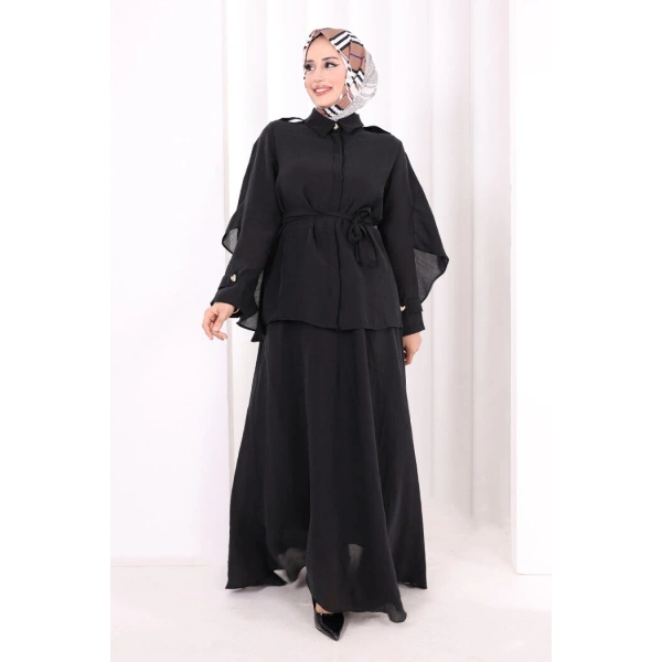 Kloş Etek Tunik Takım 8028 Siyah