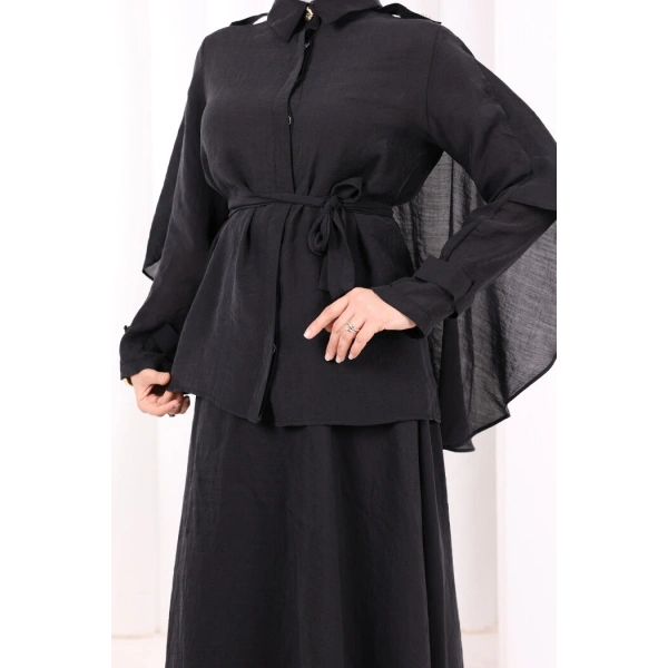 Kloş Etek Tunik Takım 8028 Siyah
