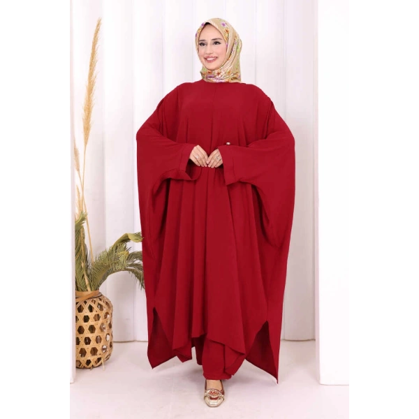 Kol Düğme Detaylı Tunik Pantolon İkili Takım 8688 Bordo