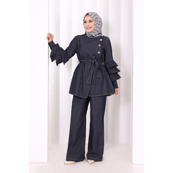 Koldan Fırfır Detay İkili Takım 8025 Lacivert
