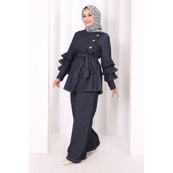 Koldan Fırfır Detay İkili Takım 8025 Lacivert
