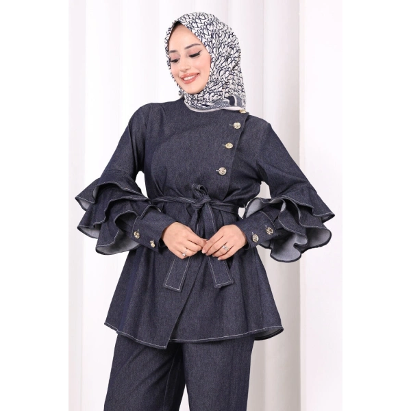 Koldan Fırfır Detay İkili Takım 8025 Lacivert