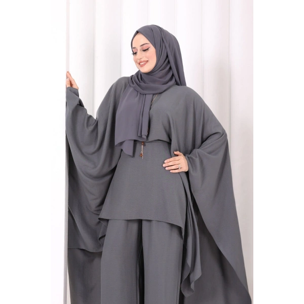 Kolyeli Tunik Pantolon Takım 8026 Antrasit