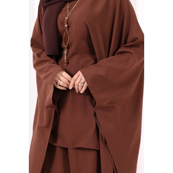 Kolyeli Tunik Pantolon Takım 8026 Kahverengi