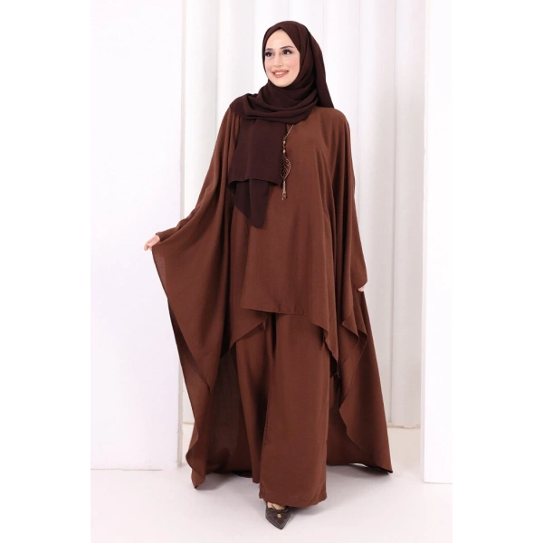 Kolyeli Tunik Pantolon Takım 8026 Kahverengi