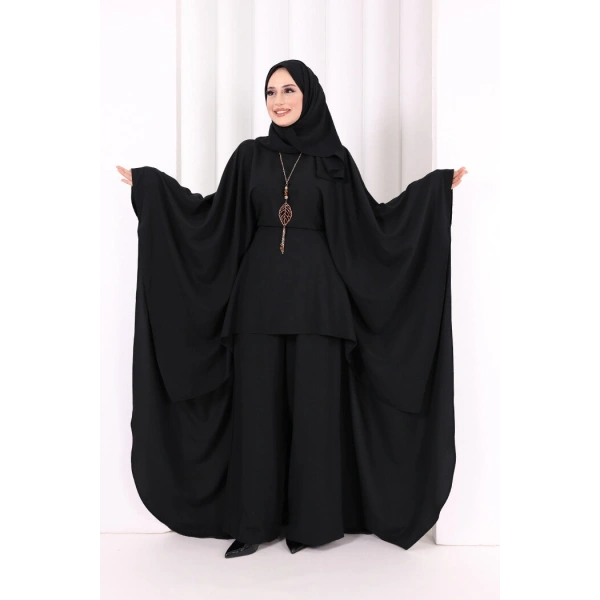 Kolyeli Tunik Pantolon Takım 8026 Siyah