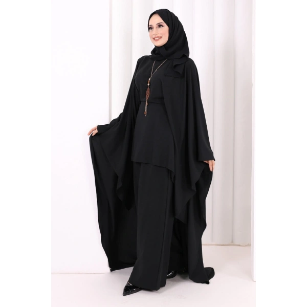 Kolyeli Tunik Pantolon Takım 8026 Siyah