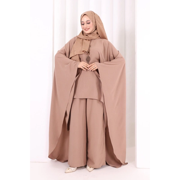 Kolyeli Tunik Pantolon Takım 8026 Somon