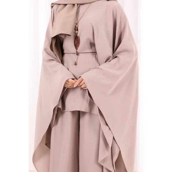Kolyeli Tunik Pantolon Takım 8026 Vizon