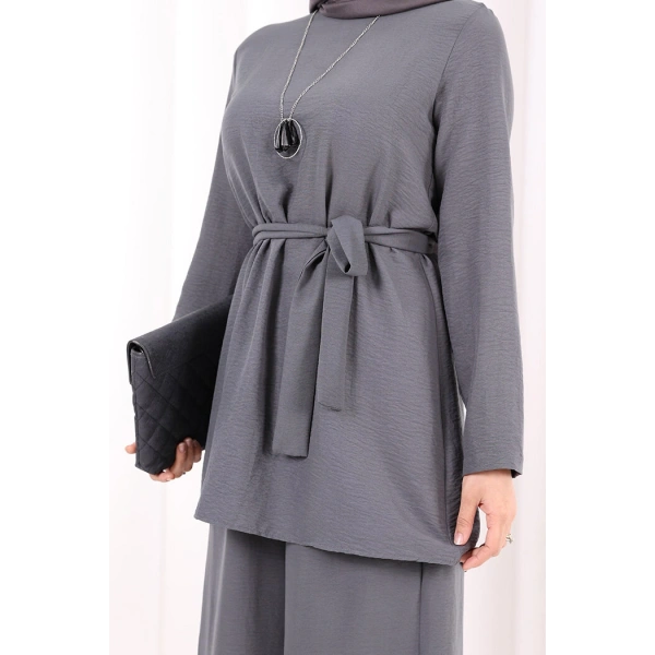 Kolyeli Tunik Pantolon Takım 8027 Antrasit
