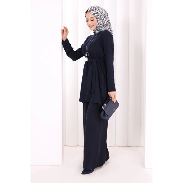 Kolyeli Tunik Pantolon Takım 8027 Lacivert