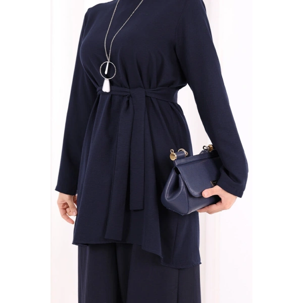 Kolyeli Tunik Pantolon Takım 8027 Lacivert