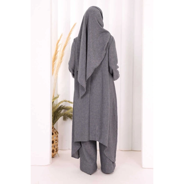 Kolyeli Tunik Pantolon Takım ŞAL HEDİYE! 8020 Antrasit