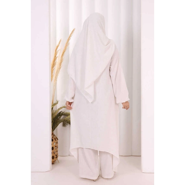 Kolyeli Tunik Pantolon Takım ŞAL HEDİYE! 8020 Ekru