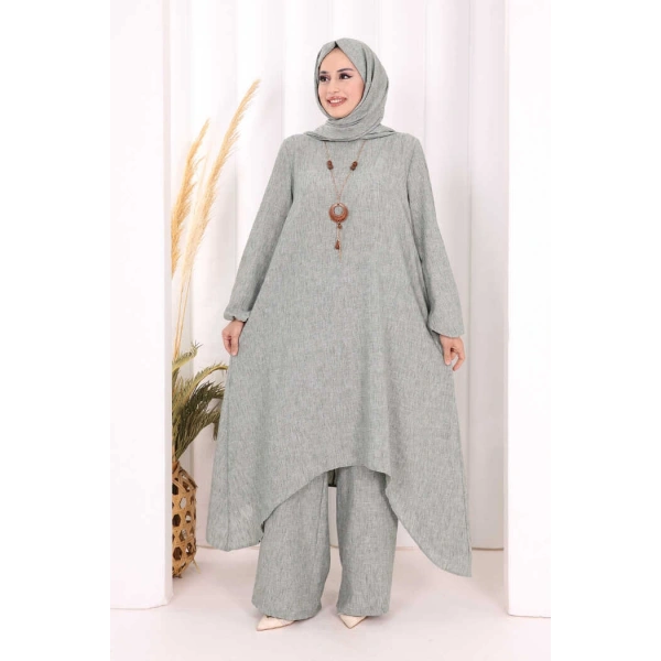 Kolyeli Tunik Pantolon Takım ŞAL HEDİYE! 8020 Mint