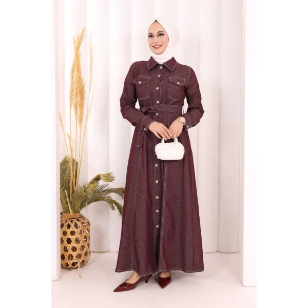 Kot Elbise 7061 Bordo