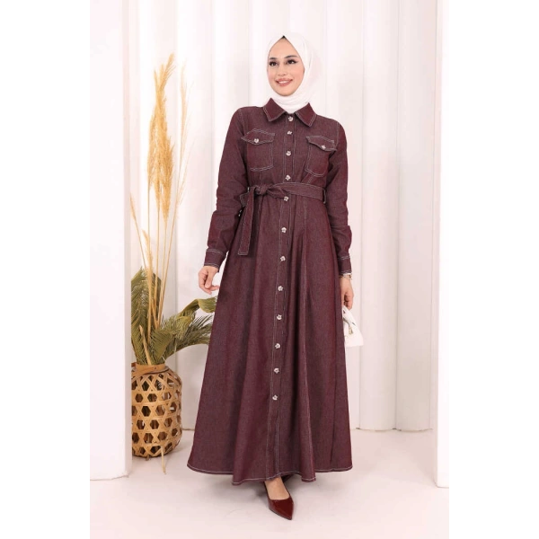 Kot Elbise 7061 Bordo
