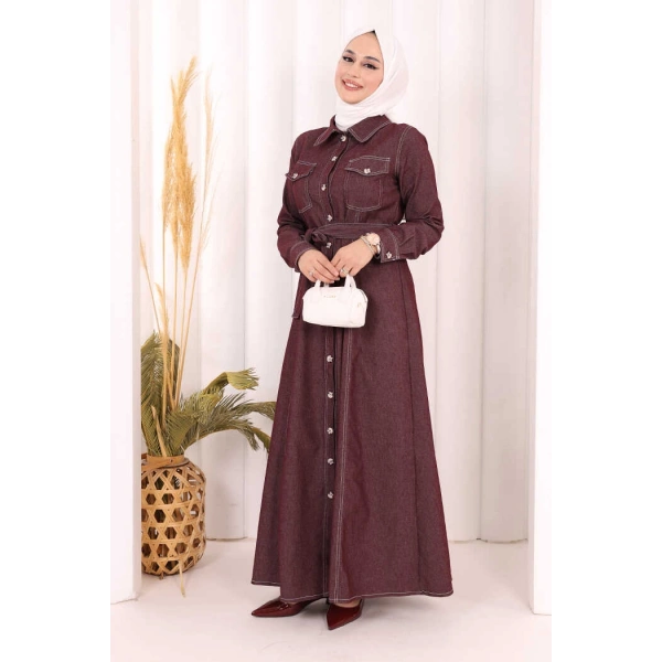 Kot Elbise 7061 Bordo
