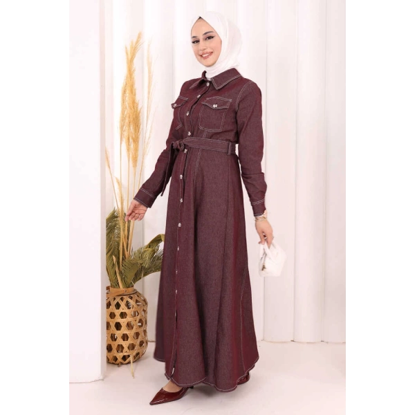Kot Elbise 7061 Bordo