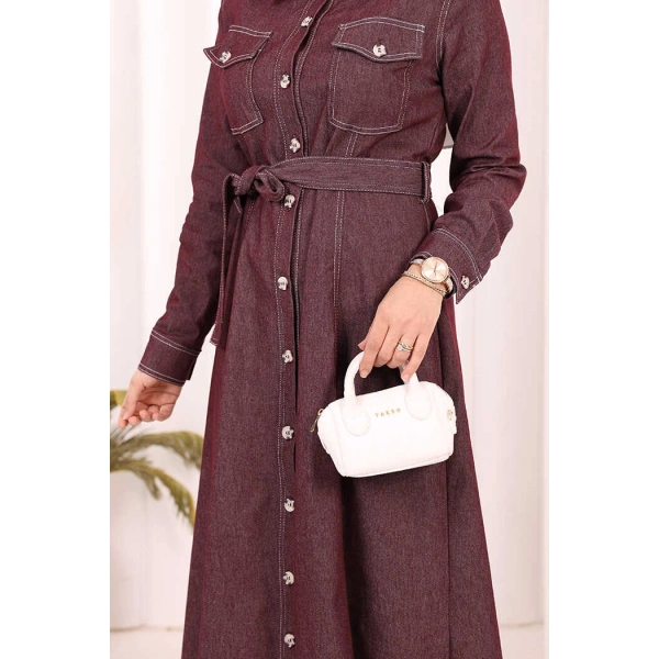 Kot Elbise 7061 Bordo