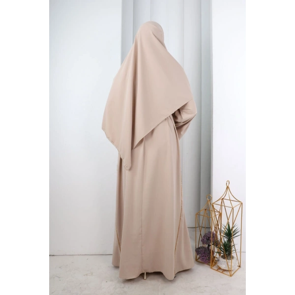 Kristal Taşlı Şallı Abaya 9205 Taş