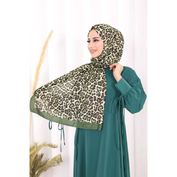 Leopar Desenli Şal 2067 Zümrüt