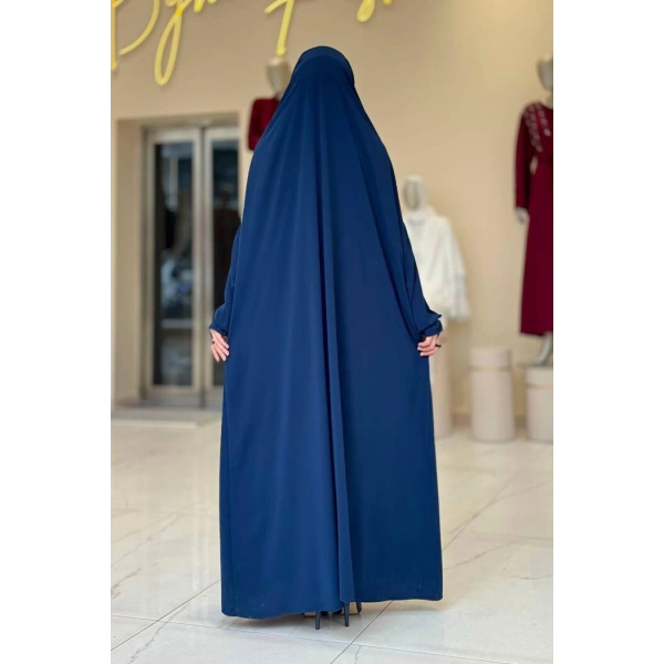 Medine Kendinden Peçeli Sufleli Cilbab 6032 Lacivert