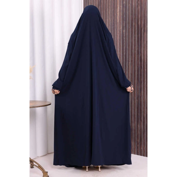 Medine Kendinden Peçeli Sufleli Cilbab 6032 Lacivert
