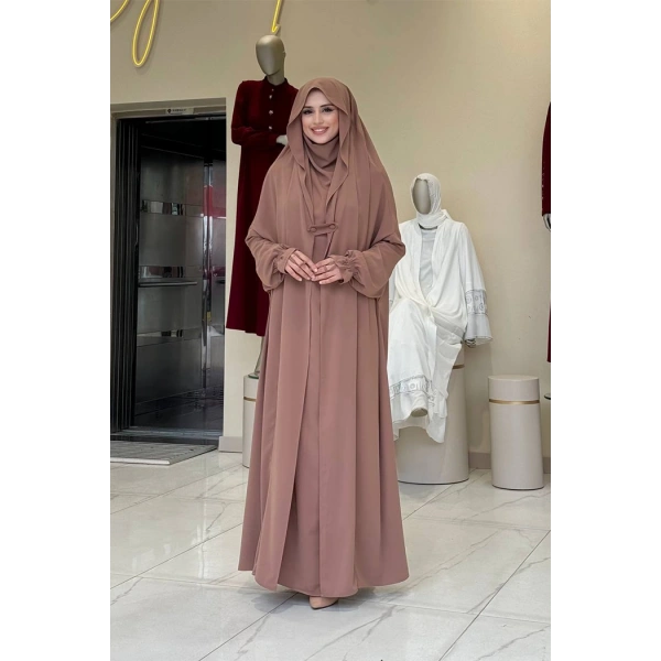 Medine Kendinden Peçeli Sufleli Cilbab 6032 Taba