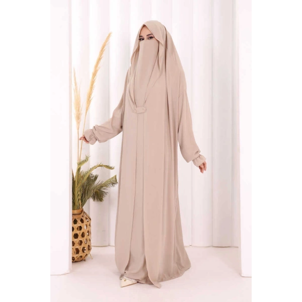 Medine Kendinden Peçeli Sufleli Cilbab 6032 Taş
