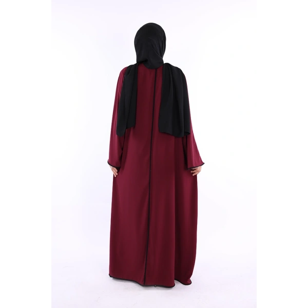 Önden Bağlama Detaylı Abaya 70005 Bordo