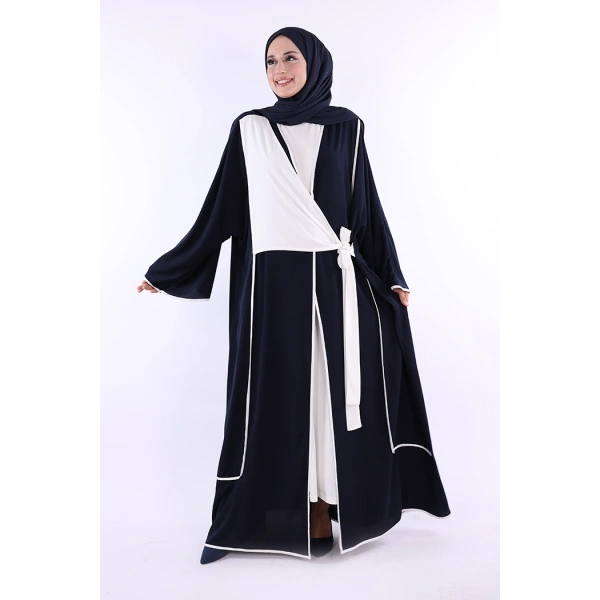 Önden Bağlama Detaylı Abaya 70005 Lacivert