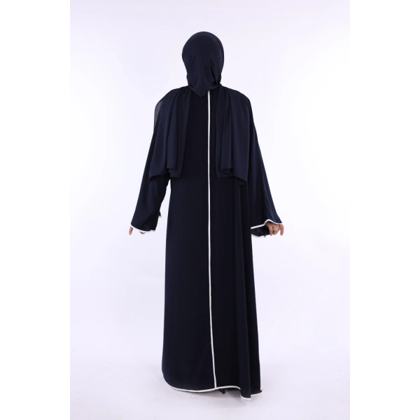 Önden Bağlama Detaylı Abaya 70005 Lacivert