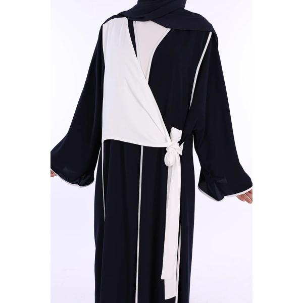 Önden Bağlama Detaylı Abaya 70005 Lacivert
