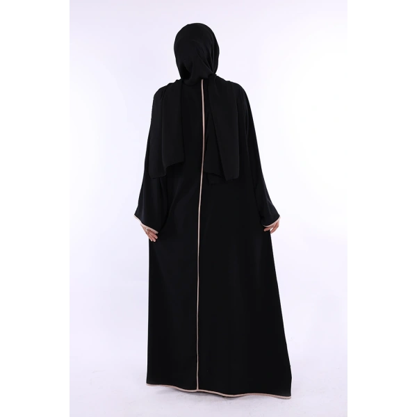 Önden Bağlama Detaylı Abaya 70005 Siyah