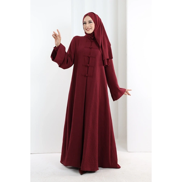 Önden Bağlamalı Tunik Üçlü Takım 7080 Bordo