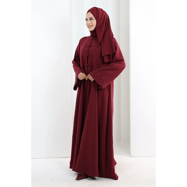 Önden Bağlamalı Tunik Üçlü Takım 7080 Bordo