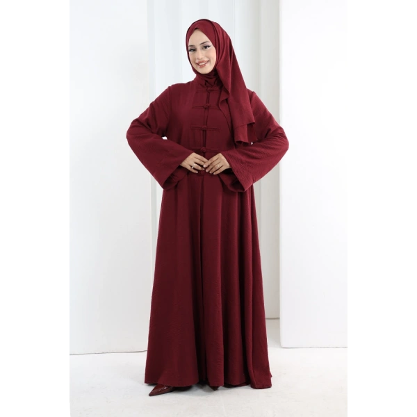 Önden Bağlamalı Tunik Üçlü Takım 7080 Bordo