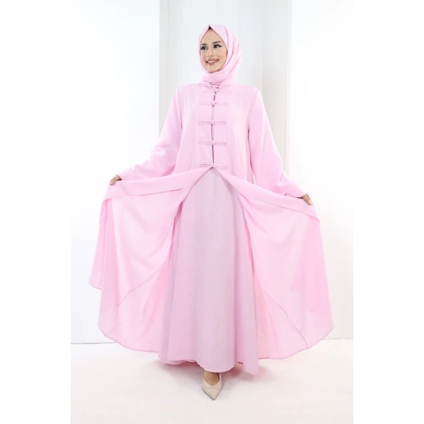 Önden Bağlamalı Tunik Üçlü Takım 7080 Pembe